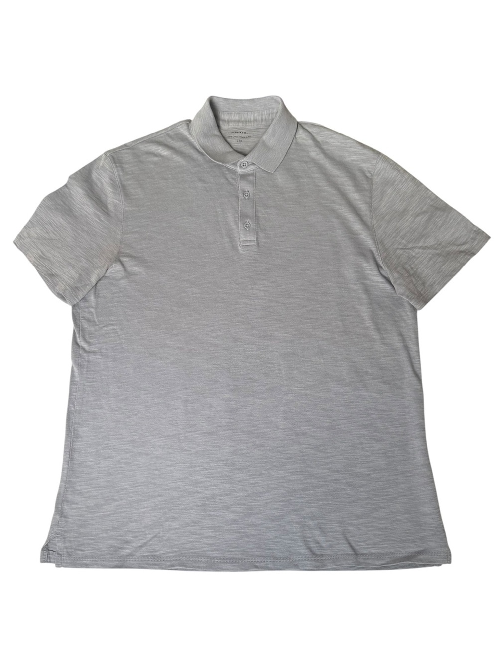 Vince Slub Cotton Polo Shirt Mens Size Large Light Gray Short Sleeve Casual